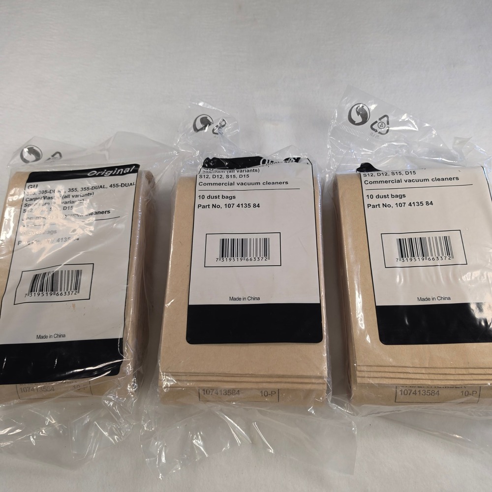 Lot of 3 Commercial Vacuum Bag 107 4135 84 CarpetMaster Spectrum S12 D12 S15 D15